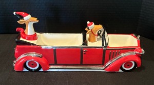 lot 377 image: Department 56 Candle Holders and Cracker Car with Darling Deer Head Spreaders