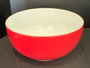 lot 389 image: Radiant Red Serving Bowls and Butter Dish