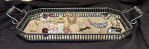 lot 147A image: Gorgeous Vintage Brooches, Watches and Necklace with Mirrored Vanity Tray