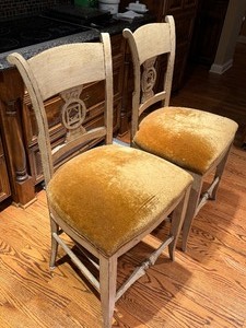 lot 418 image: Pair of Woodbridge Wooden Chairs  Stools