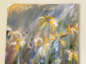 lot 35 image: Original Floral Art on Canvas