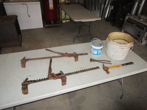 lot 66 image: (2) Fence Stretchers, Fencing Staples, Hammer, Fencing Pliers