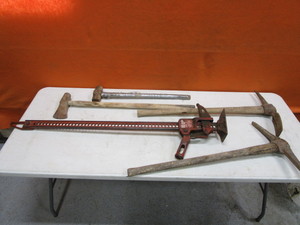lot 103 image: Hi-Lift Jack, Sledge Hammer, Pick Axes
