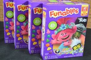 lot 61 image: 4ct Box of Funables Trolls Fruit Gummy Snacks