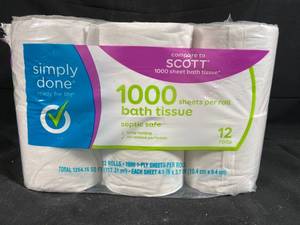 Toilet Paper Septic-Safe 1000 Sheets Per Roll - 12-Pack