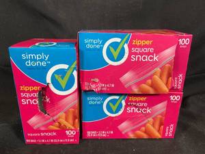 Simply Done Zipper Square Snack Bags 100 ct