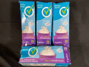 Flat Tie Small 4 Gallon Trash Bags 26 Bags - Pack of 4