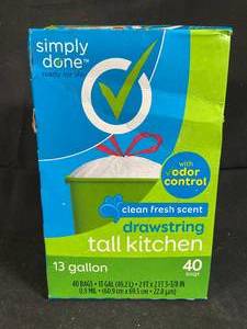 Tall 13 Gallon Drawstring Kitchen Bags - 40-Pack