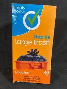 Flap Tie Large Trash Bags 30 Gallon - 40-Pack