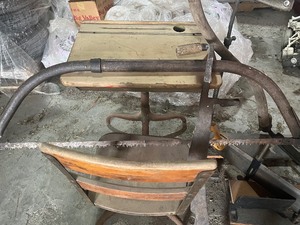 old school desk    old saw   hand Sye   bagging stand    miter saw