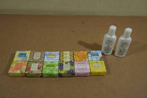lot 122 image: 12 1.9oz Shea Butter Soap Bars with 2 Bottles of Lotion