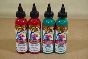 lot 152 image: 4 4oz Unicorn Spit Gel Stain & Glaze Red & Teal