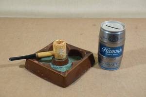 lot 163 image: Vintage Hamms Beer Can Bank with Pipe and Ashtray
