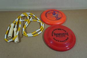 lot 164 image: 2 Frisbees with Vintage Jump Rope