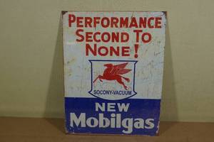 lot 190 image: Mobil Gas Metal Sign