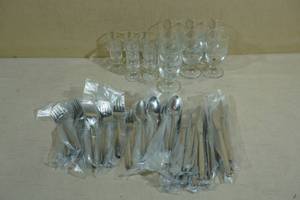 lot 202 image: Republic Wine and Whiskey Glasses with Silverware