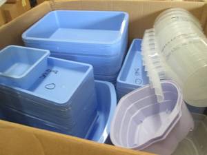 Large Box of assorted Plastic Trays...