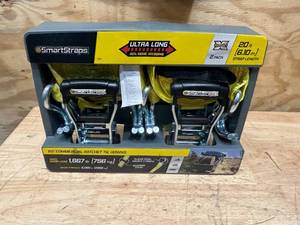 SMARTSTRAPS Pack of 2- 20 ft Commercial Ratchet Tie Downs