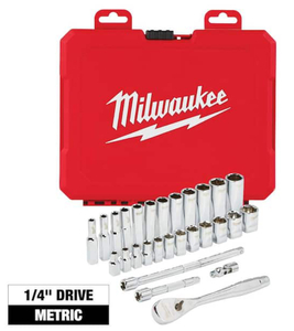 MILWAUKEE 14 in. Drive Metric Ratchet and Socket Mechanics Tool Set (28-Piece)