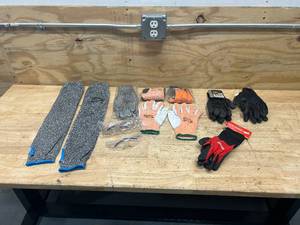 Lot of Gloves, Safety Sleeves and Safety Glasses