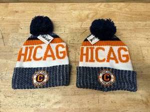 Lot of 2- Winter Pom Pom Hats- Chicago Bears Colors