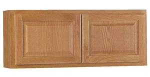 HAMPTON BAY Hampton 36 in. W x 12 in. D x 15 in. H Assembled Wall Bridge Kitchen Cabinet in Medium Oak without Shelf