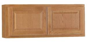 HAMPTON BAY Hampton 36 in. W x 12 in. D x 15 in. H Assembled Wall Bridge Kitchen Cabinet in Medium Oak without Shelf