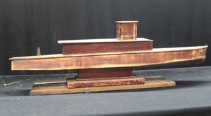 lot 20 image: VINTAGE WOODEN FOLK ART BOAT
