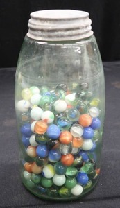 lot 40 image: JAR OF MARBLES-LARGE LOT