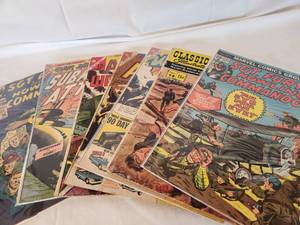 lot 172 image: Army War Heroes Comics V1#7, Fighting Army V1#38, War at Sea, Classic Illustrated The Red Badge of Courage Aug 1952 #98, & Marvel Comics Group Sgt. Fury and his Howling Comandos 121 Sept, Submarine Attack