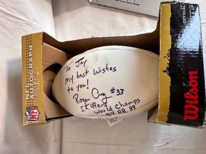 lot 65 image: Autographed New In Box Football Roger Craig #33 San Francisco 49ers World Champs 84.88.89