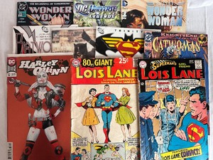 lot 245 image: The Women of DC - Lois Lane, Wonder Woman, Cat Woman and Harley Quinn Comic Books