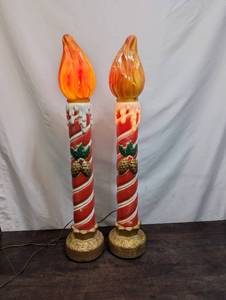 lot 21 image: Blow Mold Christmas Candy Cane Decorations