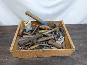 lot 76 image: Collection Of Old Hand Tools In Crate