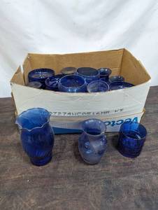 lot 84 image: Collection Of Blue Glass Items