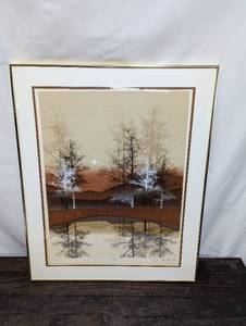 lot 137 image: Framed Sunset Serigraph By Virgil Thrasher
