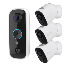 New Toucan Wireless Battery-Powered Security Camera 3-Pack and Video Doorbell Bundle