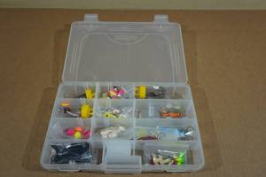 lot 32 image: Plastic Tackle Tray with Ice Fishing Tackle