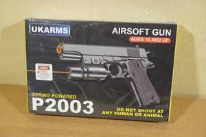 lot 37 image: NEW UKArms P2003 Spring Powered Airsoft Pistol with Laser
