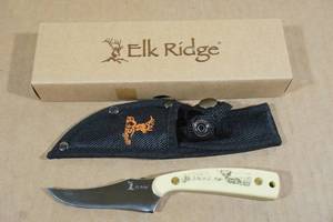 lot 43 image: NEW Elk Ridge ER-299 Stainless Steel Hunting Knife with Sheath