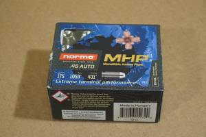 lot 135 image: 20 Norma MHP .45 Auto 175 Gr HP Ammo