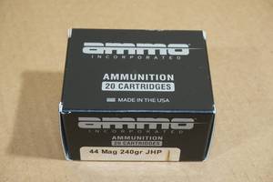 lot 140 image: 20 Ammo Inc .44 Mag 240 Gr JHP Ammo