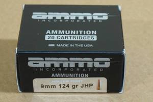 lot 144 image: 20 Ammo Inc 9mm Luger 124 Gr JHP Ammo
