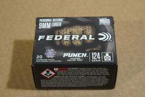 lot 145 image: 20 Federal Punch 9mm Luger 124 Gr JP Personal Defense Ammo