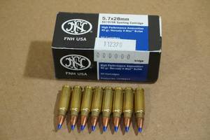lot 148 image: 58 FNH 5.7 x 28mm 40 Gr Hornady V-Max Ammo