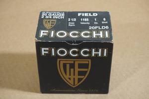 lot 176 image: 25 Fiocchi 20 Gauge 2-34 6 Shot Shotshells