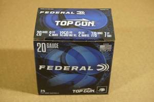 lot 180 image: 25 Federal Top Gun 20 Gauge 2-34 7-12 Shot Shotshells