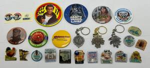 Misc. VIntage Buttons Including Darth Vadar Lives, Kennedy Political Buttons & More