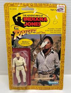 1982 Kenner Raiders Of The Lost Ark Indiana Jones Rene Bellog Action Figure (Factory Sealed) Card Beat up