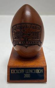 Minnesota Vikings 40th Anniversary 1961-2000 Laser Engraved Wood Football With Stand (Kickoff Luncheon 2000)